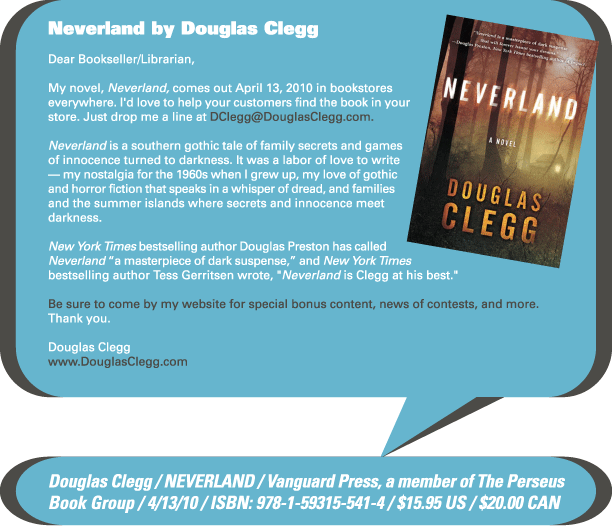 AuthorBuzz for week of 3.8.10: Neverland by Douglas Clegg