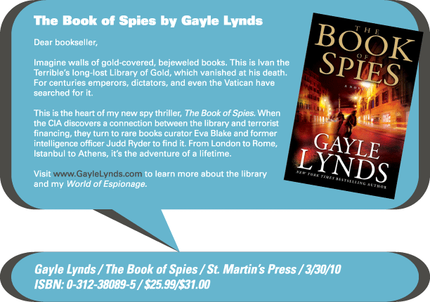 AuthorBuzz for week of 2.8.10: The Book of Spies by Gayle Lynds 