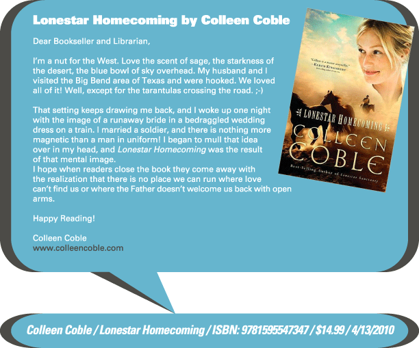 AuthorBuzz for week of 3.8.10: Lonestar Homecoming by Colleen Coble
