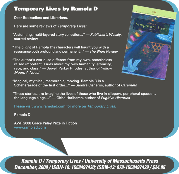 AuthorBuzz for the week of 9.6.10: Temporary Lives by Ramola D